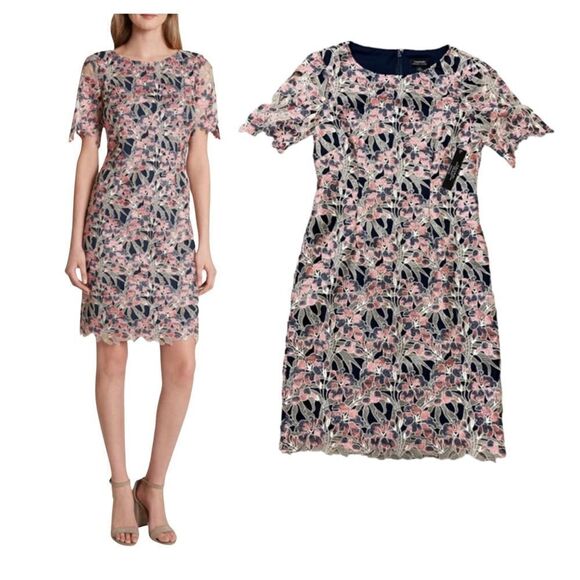 Tahari Scalloped Lace Cocktail Dress Size 6 NWT - Picture 1 of 14